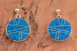 Calvin Begay Fire and Ice Opal Sterling Silver Post Earrings